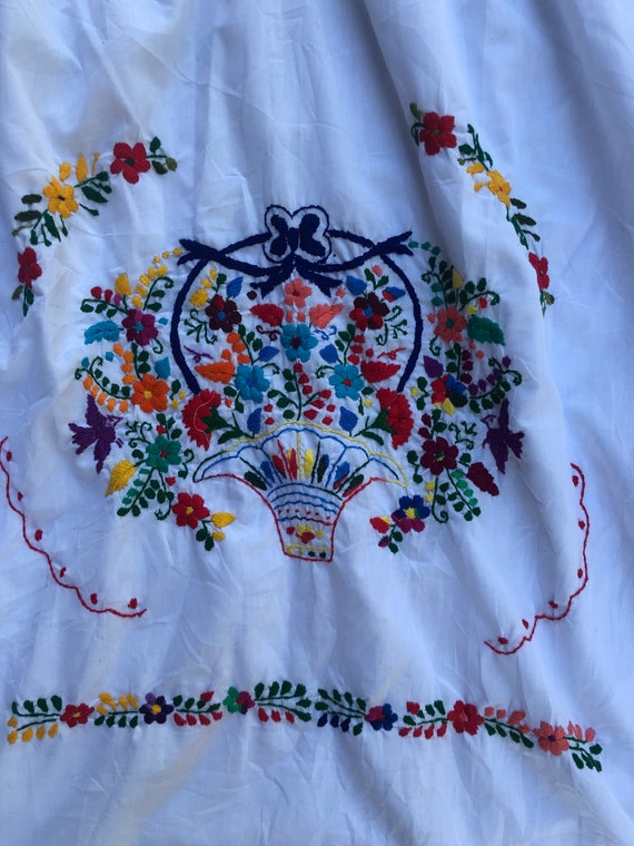 80s Mexican Boho Hand Embroidered Tunic Wedding H… - image 8