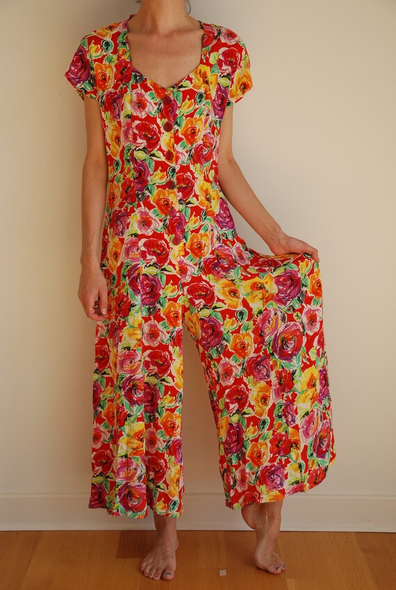 bright floral jumpsuit