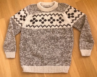 90er Jahre alle Wolle warm Winter Pullover geometrische Design Herren groß