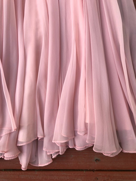 60's Pink Silk Chiffon Party Dress With Beautiful… - image 10