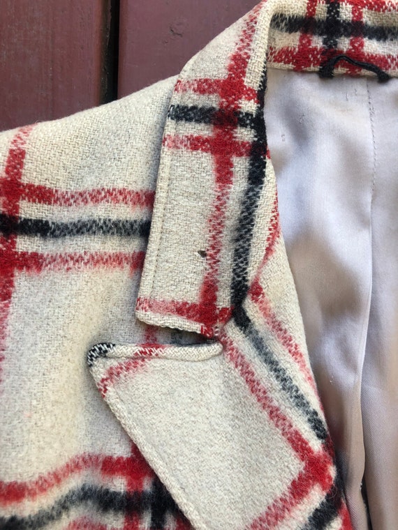 40s Wool Jacket Blanket Striped Coat Check Plaid … - image 7