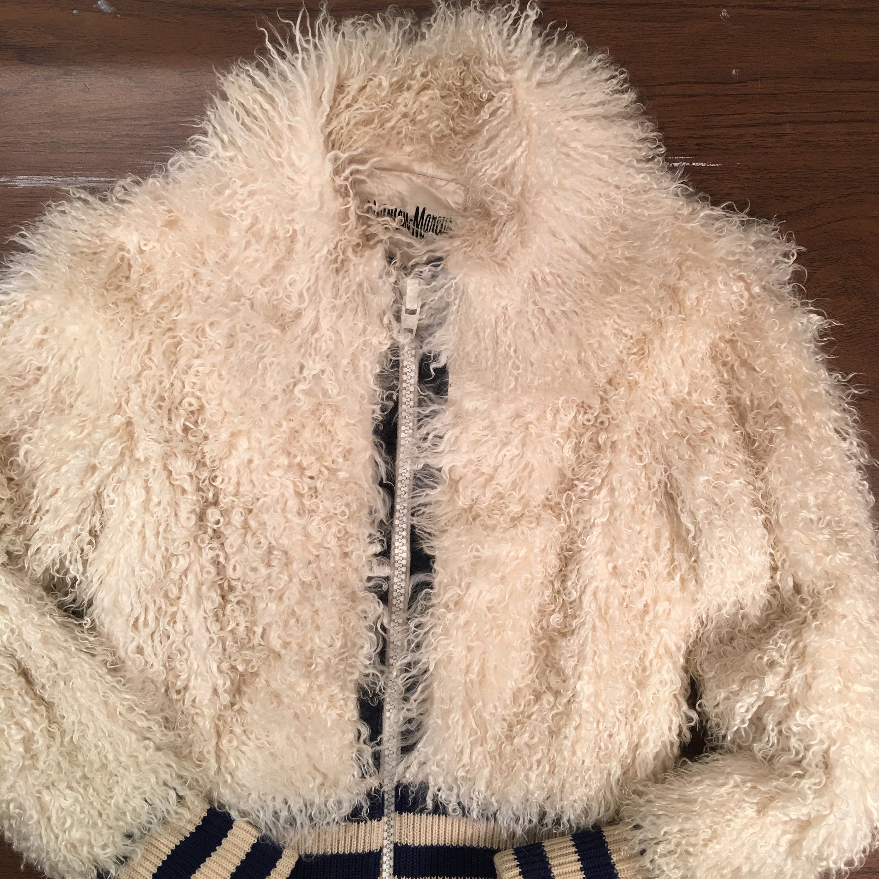 Glam Rock Mongolian Lamb Fur Cropped Bomber Jacket Nieman | Etsy