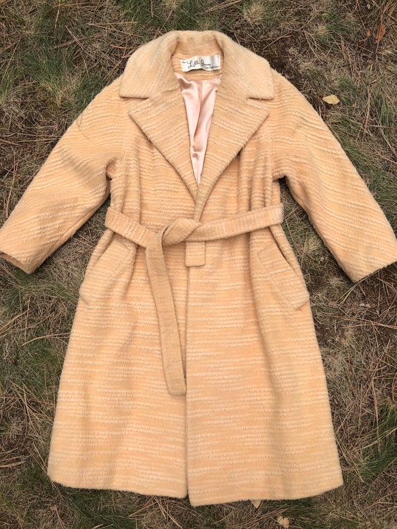 50s Lilli Ann Pale Peach And White Wool Winter Co… - image 5