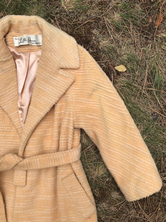 50s Lilli Ann Pale Peach And White Wool Winter Co… - image 8