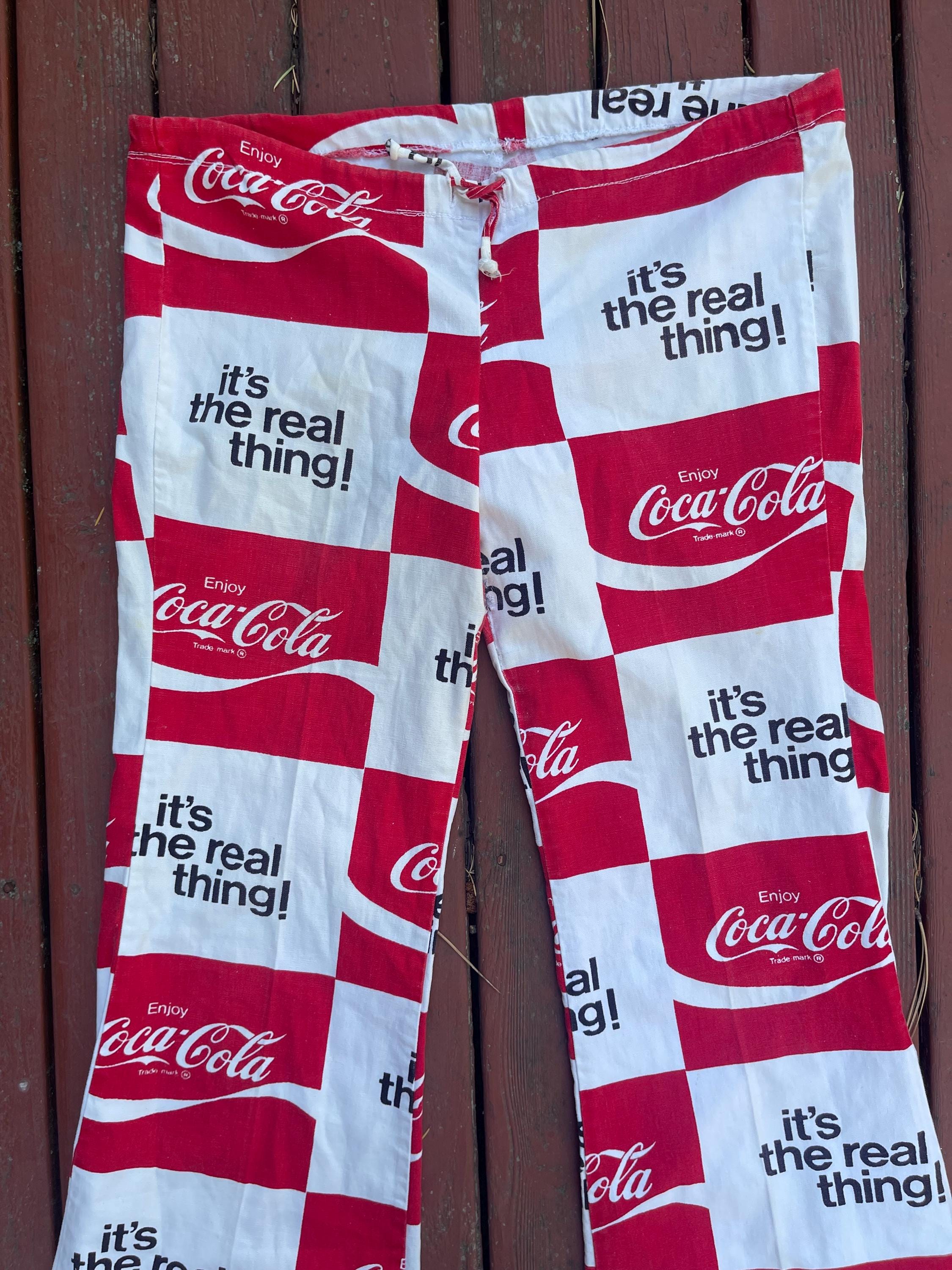 70s Coca-cola Logo Its the Real Thing Bell Bottoms Cotton Novelty