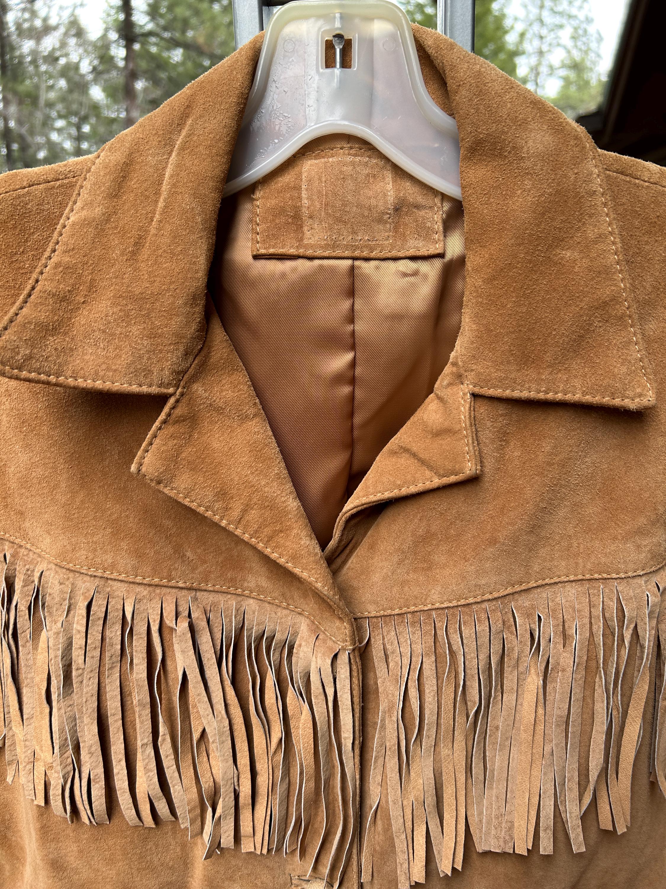 80s Fringe Leather Jacket//western Styled//all Suede//4.5 Inch