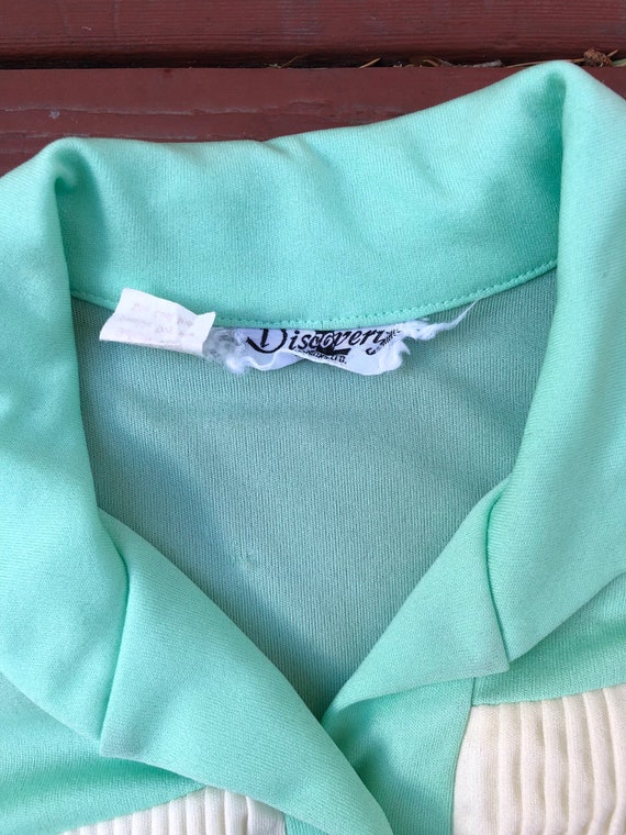 70s Mint Green Poly Sporty Maxi Dress - image 8