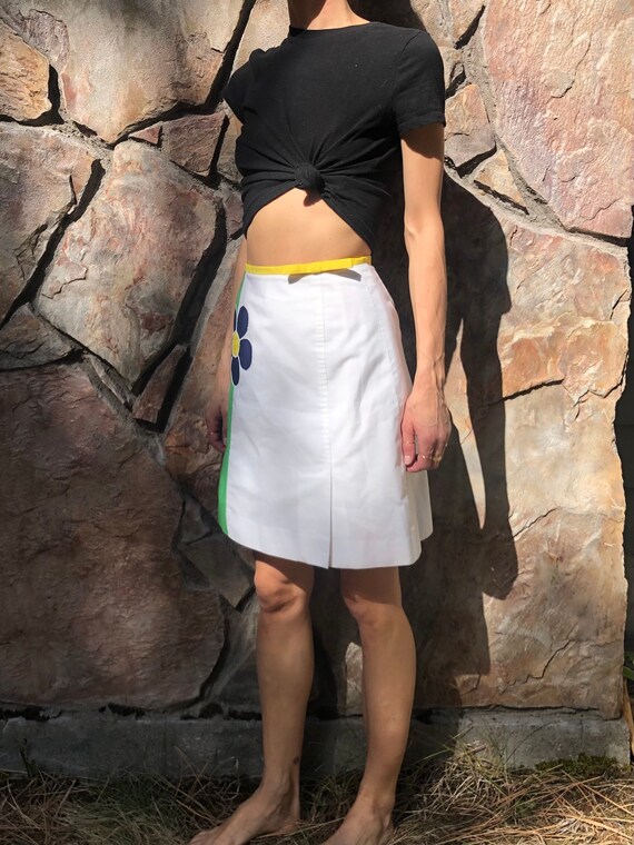 60s Daisy Applique Tennis Skirt Shorts Color Block - image 2