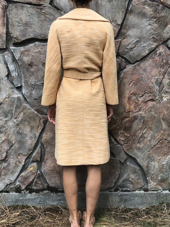 50s Lilli Ann Pale Peach And White Wool Winter Co… - image 3