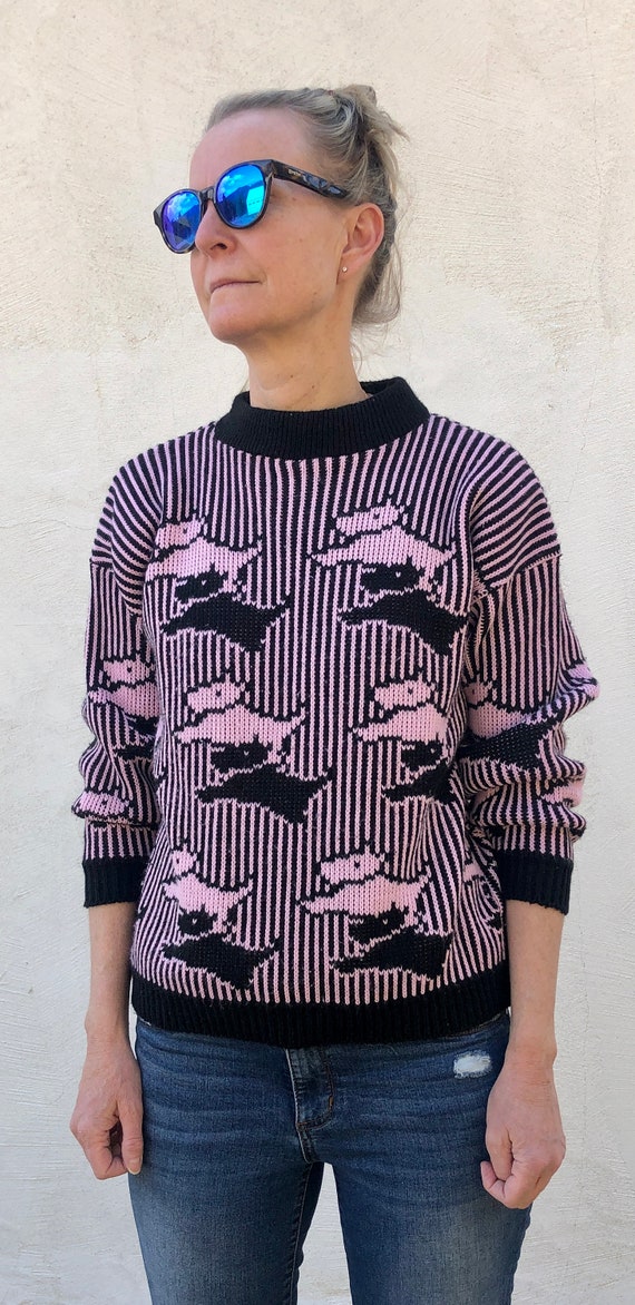 Rare Vintage//80's Acrylic Sweater//Leaping Scotty