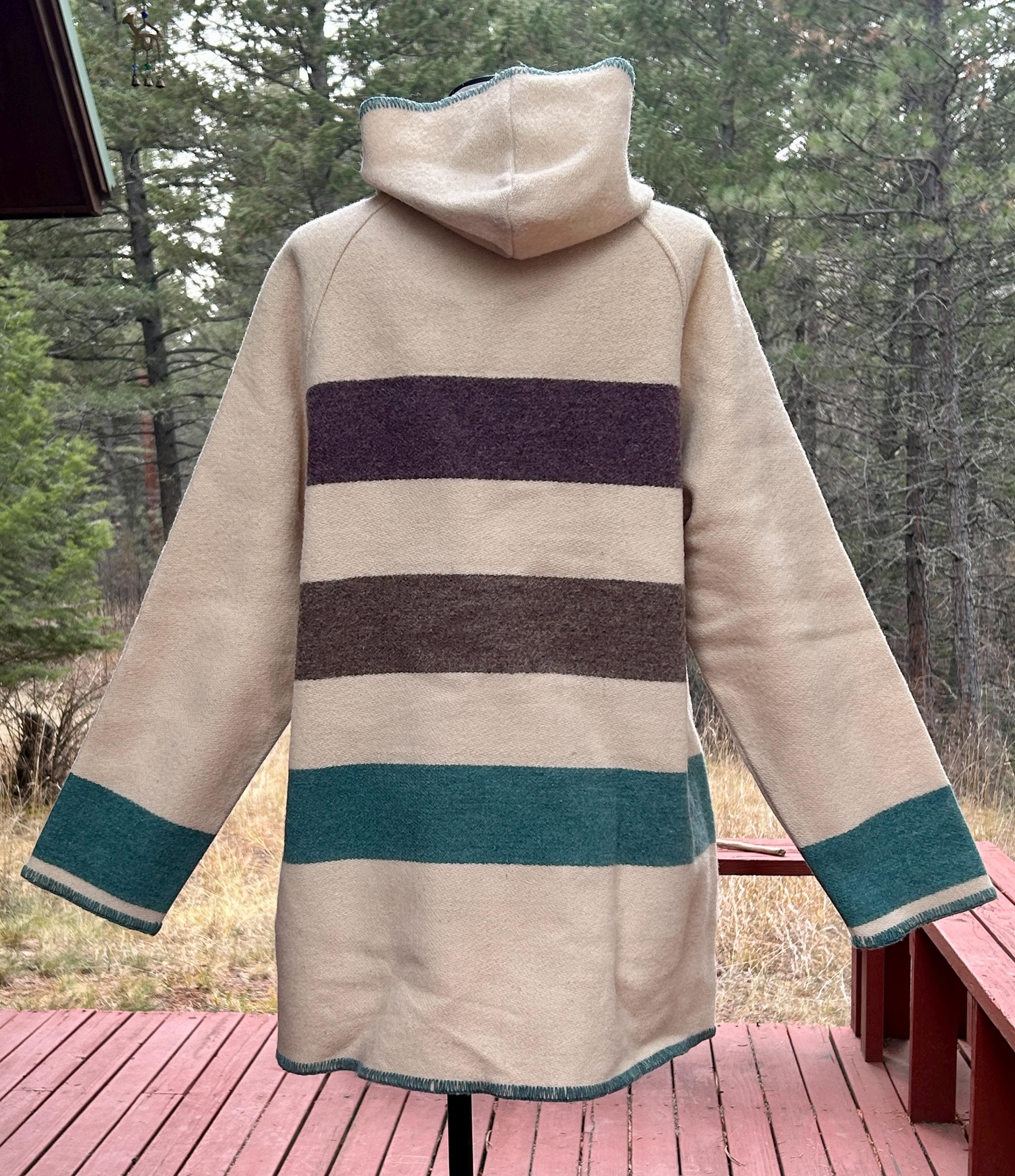 USA製 70's Vintage Woolrich Blanket JKT 70s Woolrich Mens Medium Distressed Striped Wool Blanket
