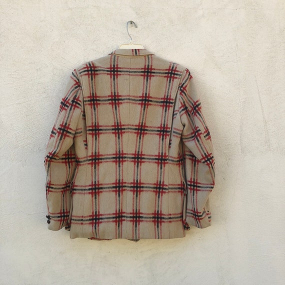 40s Wool Jacket Blanket Striped Coat Check Plaid … - image 3