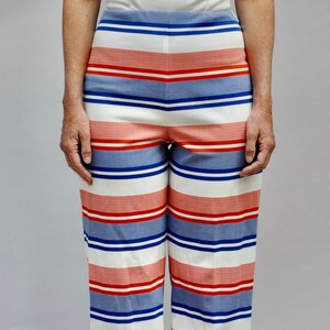 Vintage 70&#39;s Jumpsuit//Red-White-Blue//White Halter Top//Flare Leg//Polyester fabric