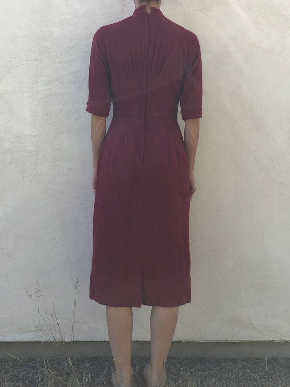 60s Lilli Ann Plum Pink Wool Angora Fitted Wiggle… - image 3