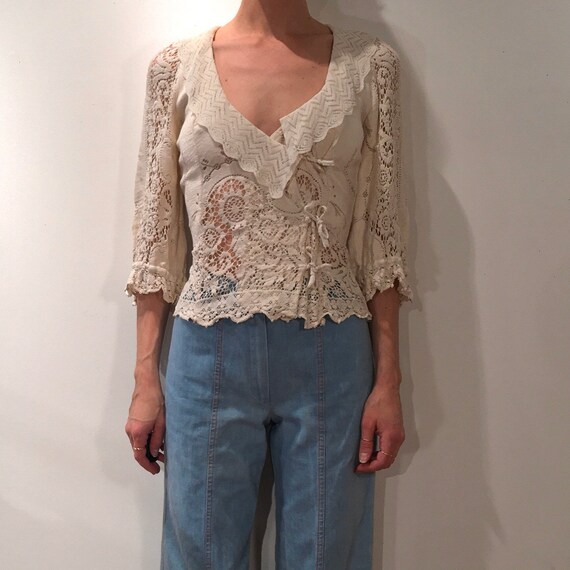 70s Cotton Crochet Boho Hippy Romantic Peasant Poe