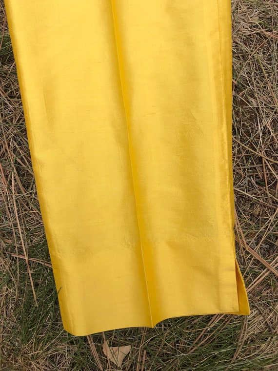 80s Yellow Raw Silk Taffeta High Waist Tailored T… - image 7