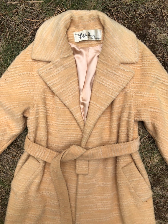 50s Lilli Ann Pale Peach And White Wool Winter Co… - image 6