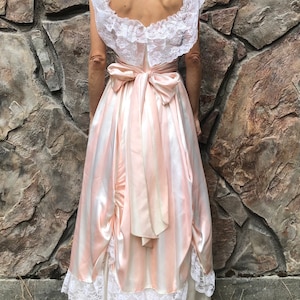 80's Gunne Sax by Jessica McClintock Little Bo Peep Striped Romantic Wedding Party Prairie Dress image 3