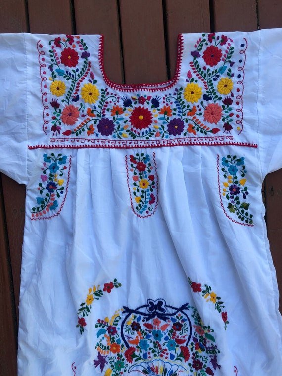 80s Mexican Boho Hand Embroidered Tunic Wedding H… - image 6