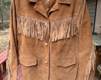 ジャケット・アウター 90s suede fringe collar Vintage 1990s Chia Black Fringe Jacket / Western Jacket / Vintage