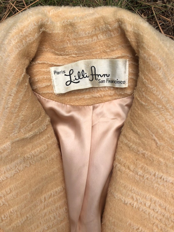 50s Lilli Ann Pale Peach And White Wool Winter Co… - image 7