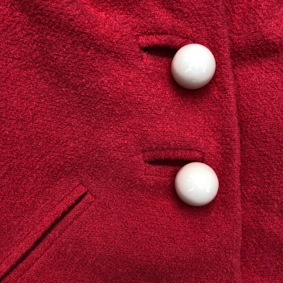 60's Hot Pink Wool Bouclé Cropped Swing Jacket Wi… - image 8
