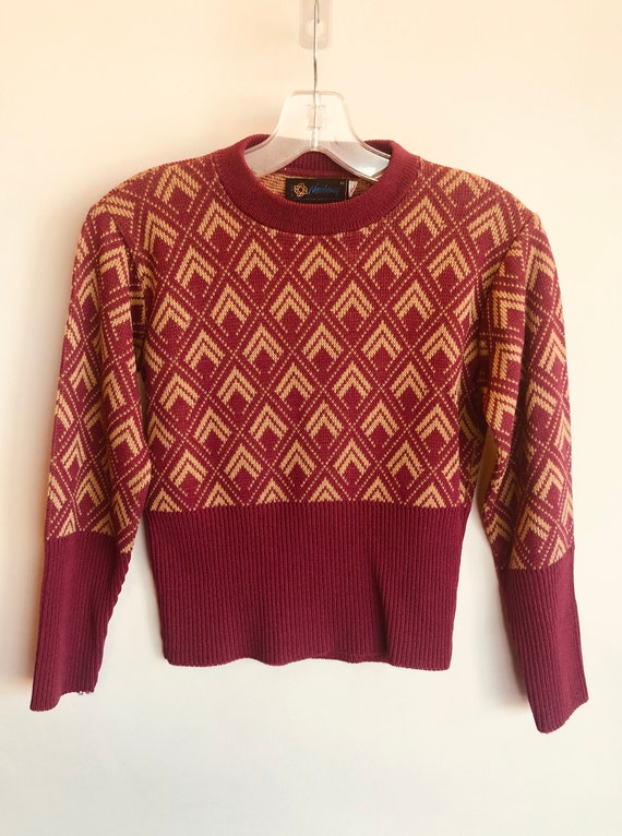 Vintage 60's Women's Acrylic Sweater//Geometric D… - image 1
