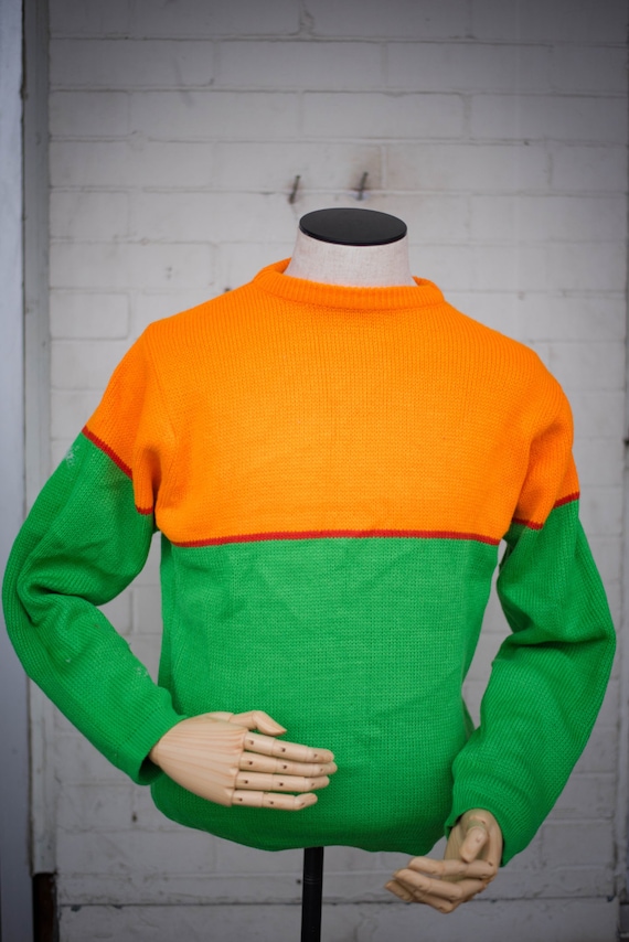 bright green sweater