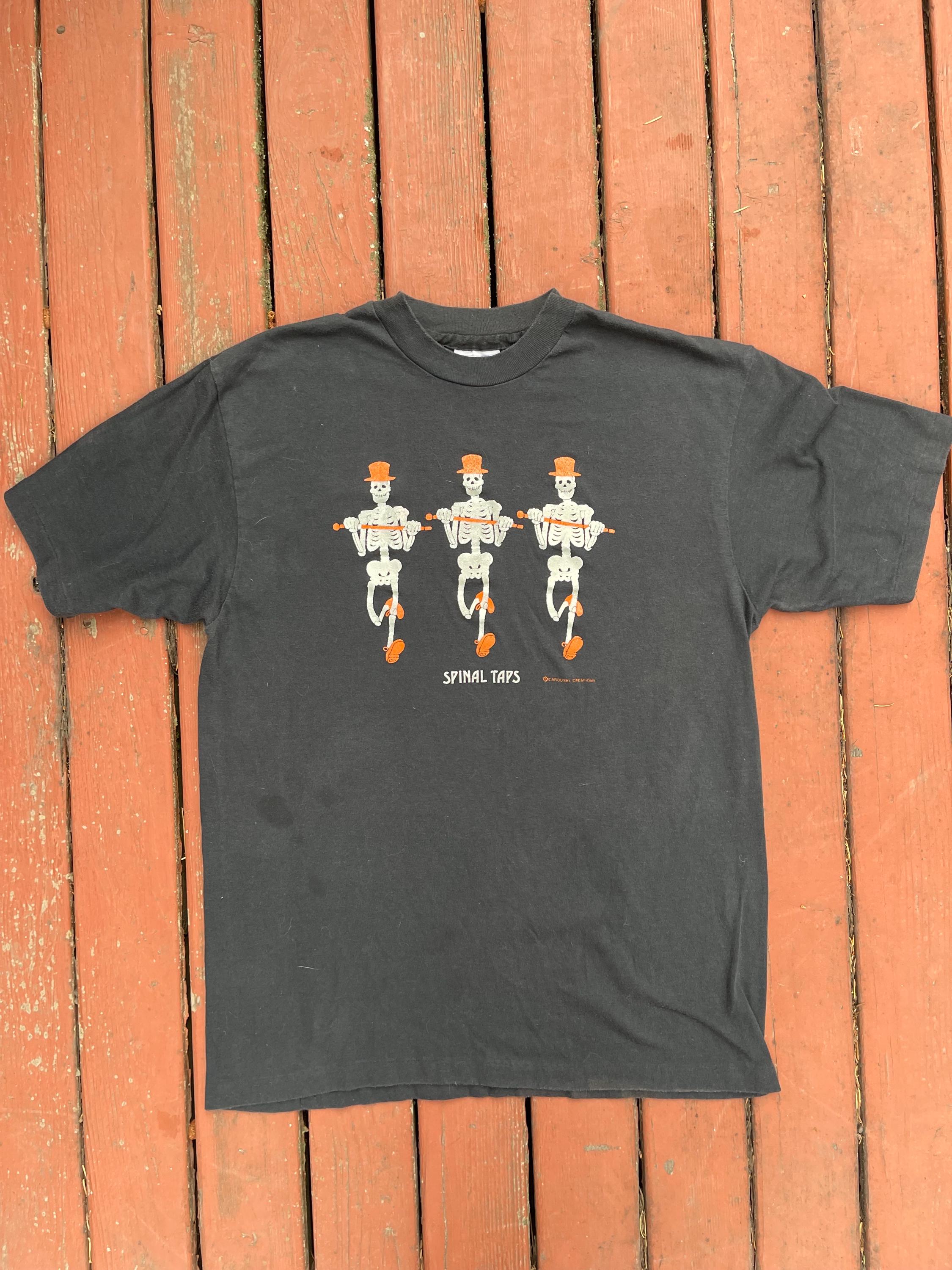 Vintage 90s Halloween Spinal Taps Dancing Skeleton Hanes T Shirt 