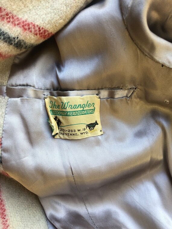 40s Wool Jacket Blanket Striped Coat Check Plaid … - image 6