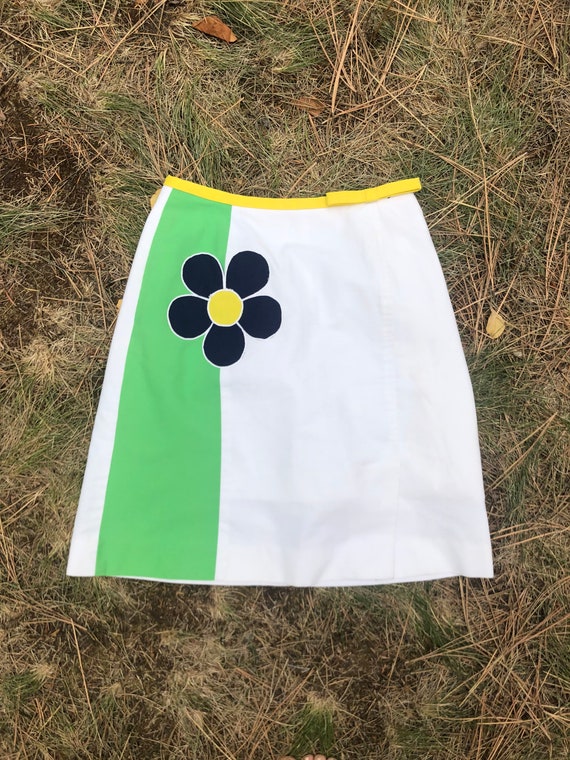 60s Daisy Applique Tennis Skirt Shorts Color Block - image 6