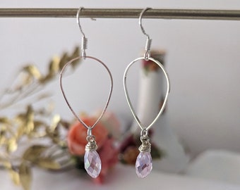 Sterling Silver earrings, Pink earrings, Rose pink earrings, Light pink Bridal Jewellery, Pink crystal earrings UK, Earring gifts, Crystal