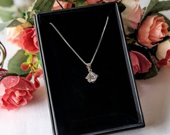 Silver Cubic Zirconia Necklace, diamond shape necklace, Infinity necklace , Cubic Zirconia charm necklace, CZ necklace silver, UK, S925