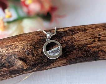 Silver Cubic Zirconia Necklace, Circle necklace, Infinity necklace , Cubic Zirconia charm necklace, CZ necklace silver, UK