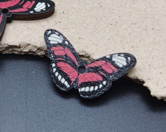 6/20/100 pcs Butterfly Shape Wooden Pendant , Printed Painted Wood Craft , Unfinished Natural Wood Cutout Earring Dangle Drop Charm , ZW0021