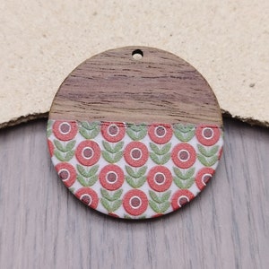 2/10/50 pieces Wood & Resin Earring Components Boho Charm , Plastic Round Coin Disc Circle Shape Earring Dangle Drop Finding Pendant ZW8028