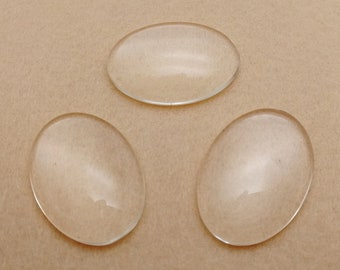 25 x 18 mm Breite ovale klare Glas Cabochon Charme, flache Rückseite glatte Kanten Kuppeln transparent Cameo Abdeckung Cabochon Schmuck Anhänger finden ZG0007