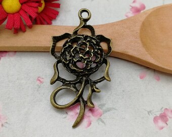 6/20 Pieces Metal Flower Floral Blossom Pendant Necklace