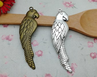 6/20 stuks metalen papegaai vogel hanger ketting oorbel sleutelhanger charme handgemaakte ambachtelijke sieraden DIY vinden antiek brons zilver kleur ZM0174