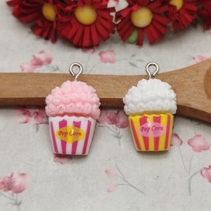 6/20 pieces plastic popcorn pendant charm , resin handmade craft jewelry making DIY finding necklace earring decoration accessory , ZP0494