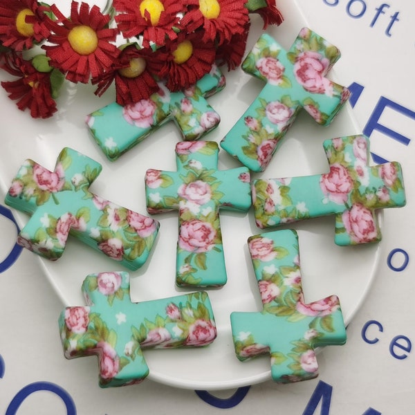 Silicone Bead Flower Jesus Cross Focal Bead for Pen Bracelet Necklace Keychain Lanyard , Silicone Bead Wholesale DIY Charm Finding ZS0675
