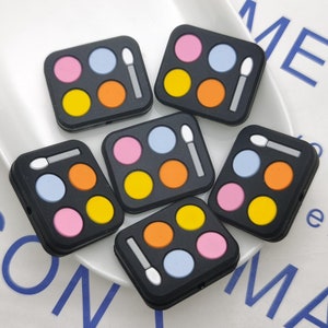 Perle focale de boîte de poudre de fard à paupières de perle de silicone pour le collier de bracelet de stylo lanière de porte-clés, breloque de bricolage en vrac de perle de silicone trouvant ZS0743