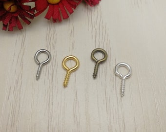 100/500 piezas 13 x 7 mm tornillo ojo gancho pasador para colgante de botella, ganchos de ojo broche de ojo gancho de ojo hallazgo oro plata color bronce antiguo ZF0015
