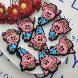 Cuentas de silicona con forma de cerdo de dibujos animados, cuentas focales para bolígrafo, pulsera, collar, llavero, cordón, cuentas de silicona, venta al por mayor, abalorios DIY ZS0367