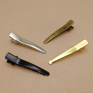 10/100 pieces 45 mm length metal alligator hair clip accessory blank hair head pin finding , gold silver black antique bronze color , ZH0106