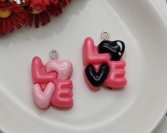 6/20 pieces plastic love heart pendant charm , resin handmade craft jewelry making DIY finding necklace earring decoration accessory ZP1108