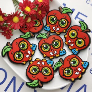 Silicone Bead Teach Apple Fruit Focal Bead for Pen Bracelet Necklace Keychain Lanyard , Silicone Bead Wholesale DIY Charm Finding ZS0505