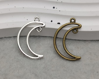 30/100 Pieces Metal Moon Pendant Necklace Earring Keychain