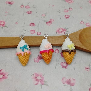 6/20 Stück Kunststoff Eistüte Anhänger Charme, Harz handgefertigt Schmuck machen DIY finden Halskette Ohrring Dekoration Zubehör, ZP0228