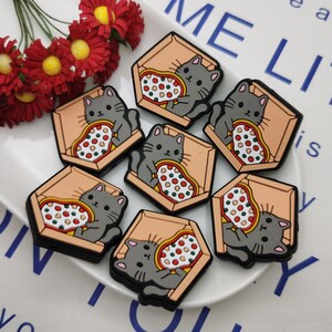 Silikon Bead Cat Pizza Box Focal Bead für Pen Armband-Halskette Keychain Schlüsselband, Silikon-Perle in Massengroßverkauf DIY Charme, der ZS0140 findet